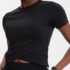 NWT Women's Yoga Overlap Cropped Crewneck T-Shirt